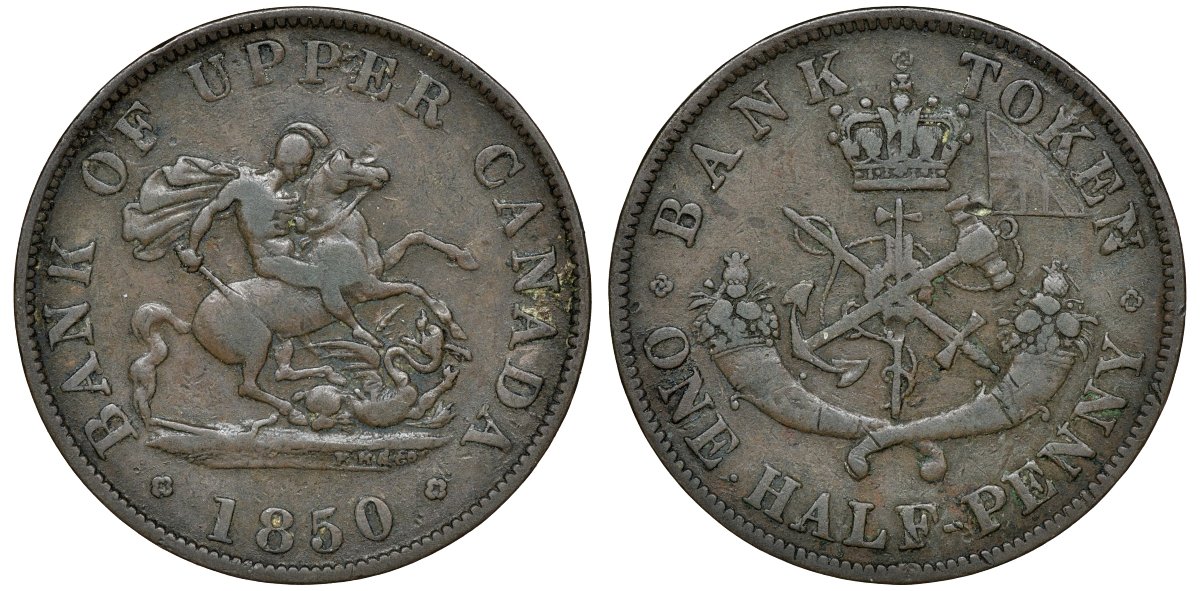 Канада 1/2 пенни 1850 Провинция Верхняя Канада KM Th2 медь 4139-224