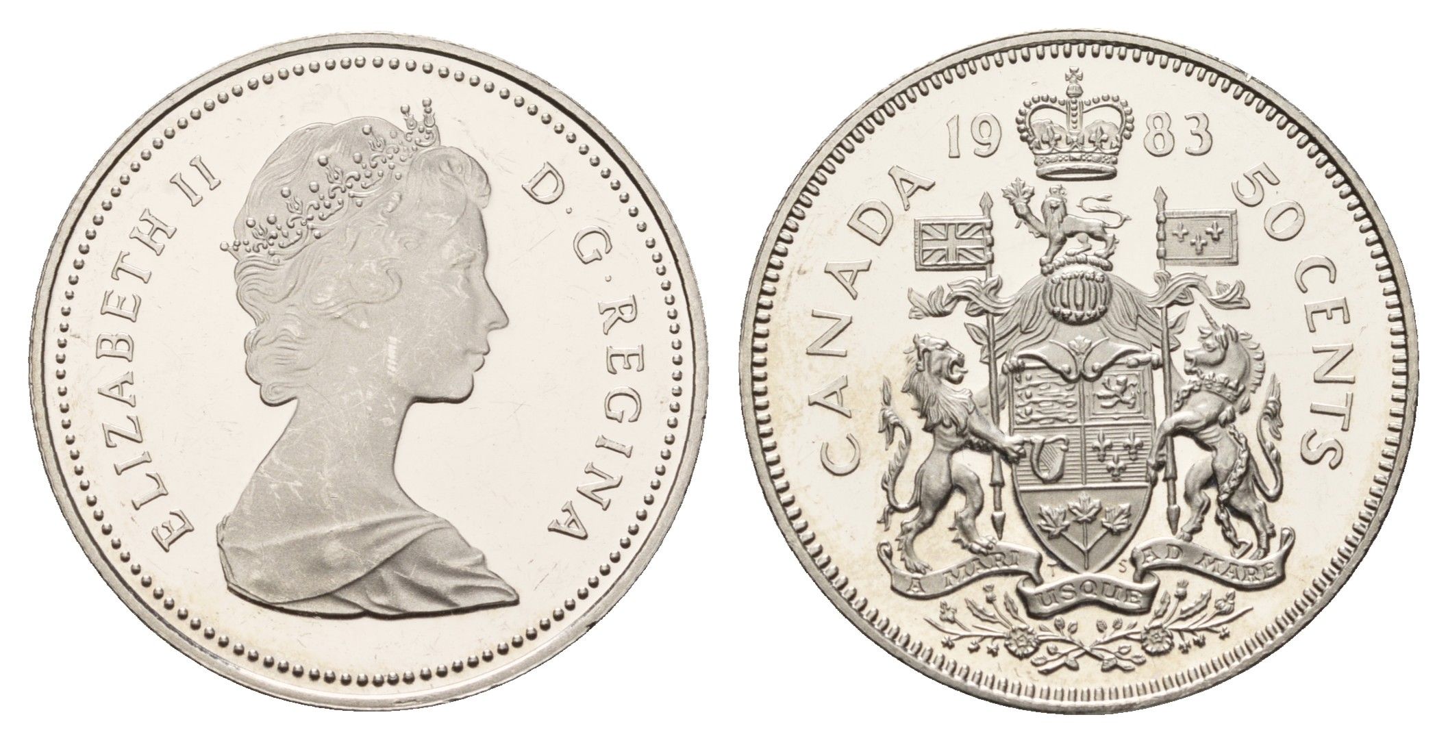 Канада 50 центов 1983 Елизавета II (1952-2022), герб KM 75.3 никель PROOF 413-4833