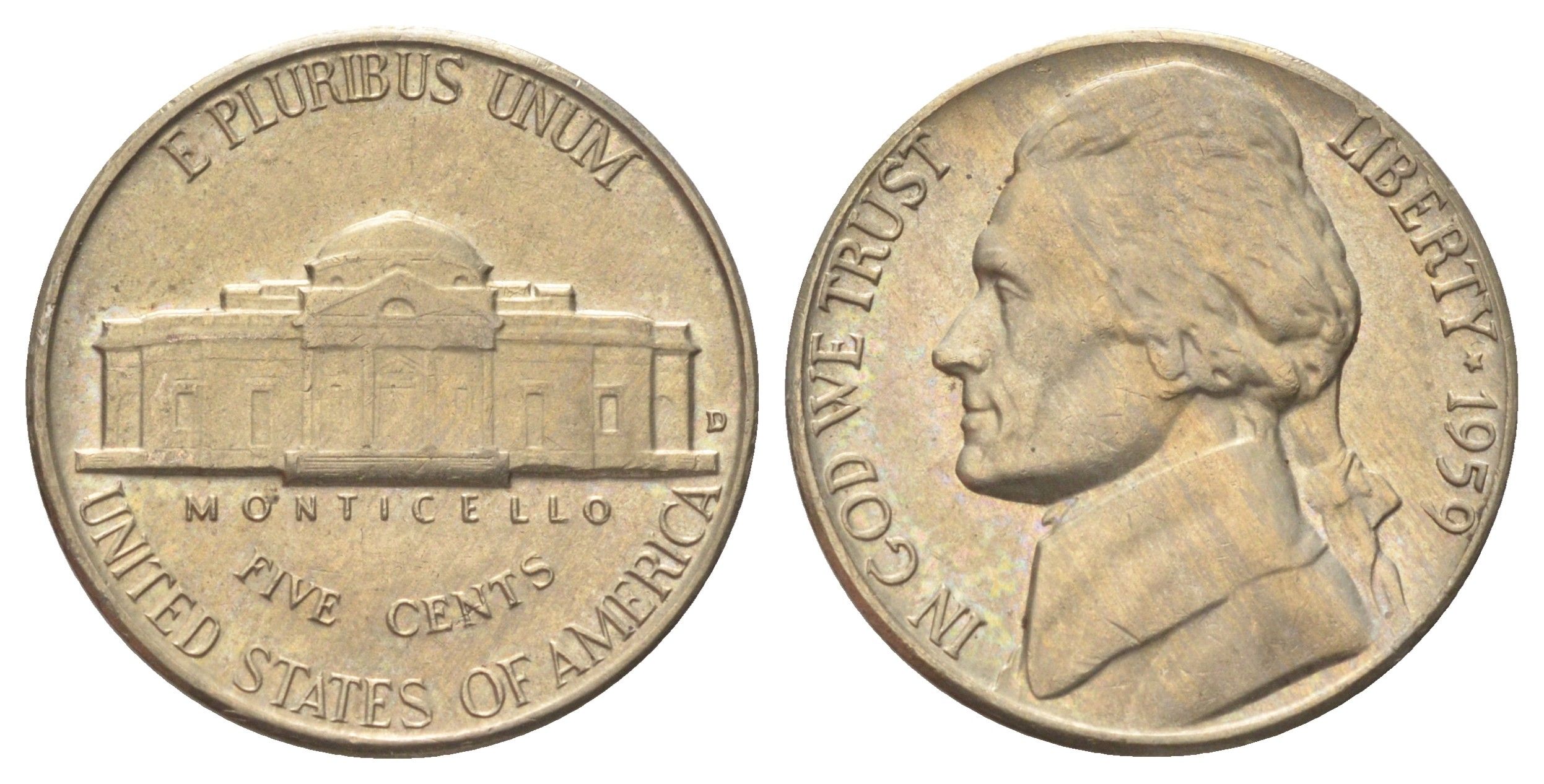 США 5 центов 1959 D KM A192 медно-никель UNC 4668-948