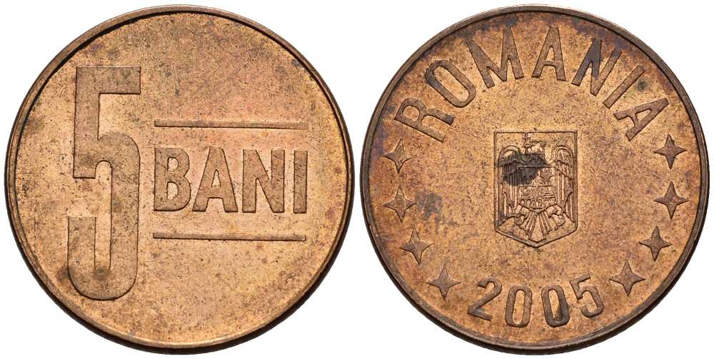 Румыния 5 бани 2005 KM 190 сталь плакированная медью 4516-535