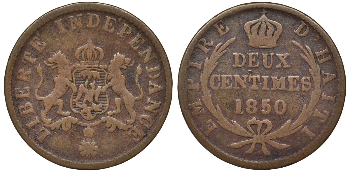 Гаити 2 сантима 1850 KM 36 медь 62-1114