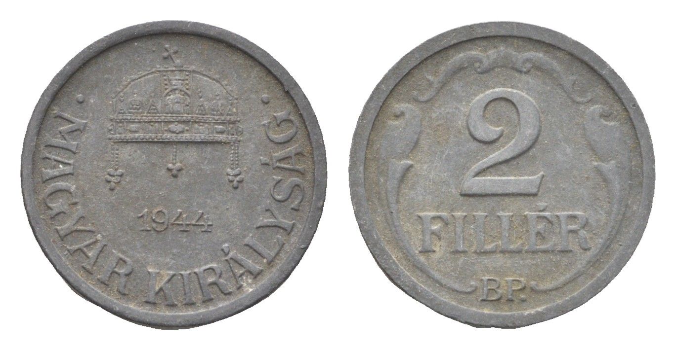 Венгрия 2 филлера 1944 BP KM 519 цинк 4665-561