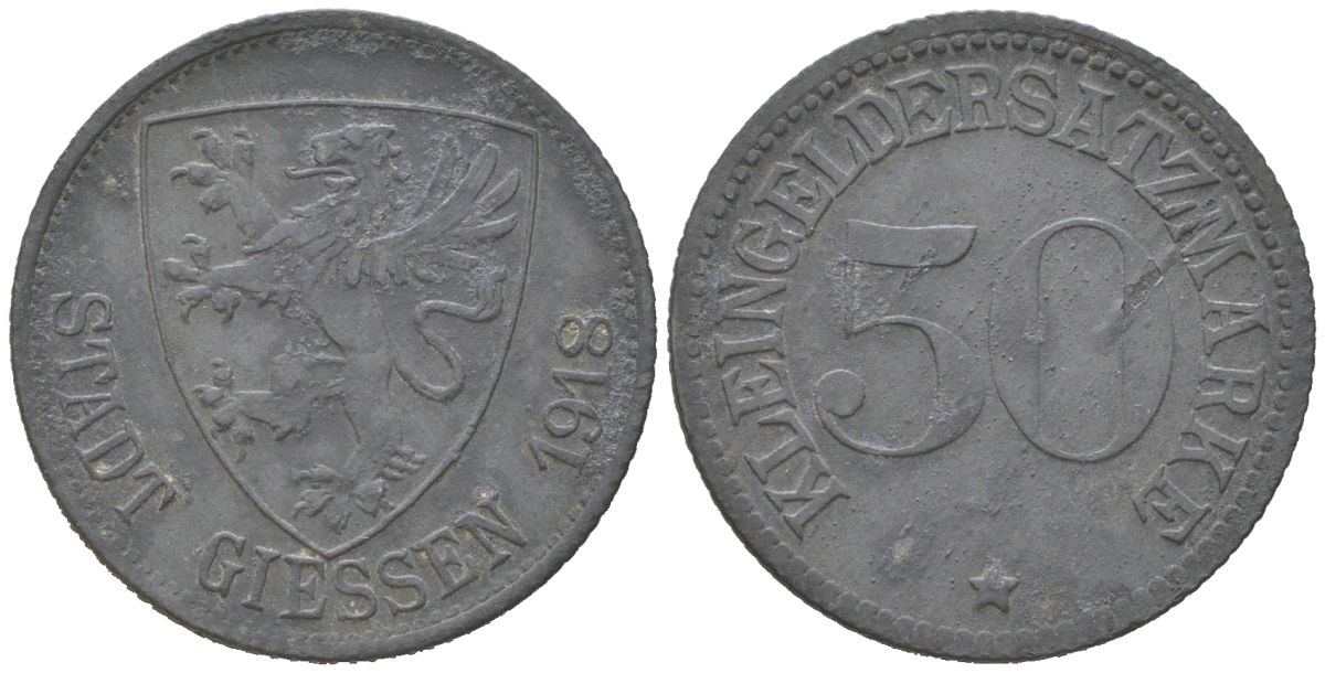 Гиссен (Гессен) 50 пфенингов 1918 Funck 159.3 цинк 4597-352