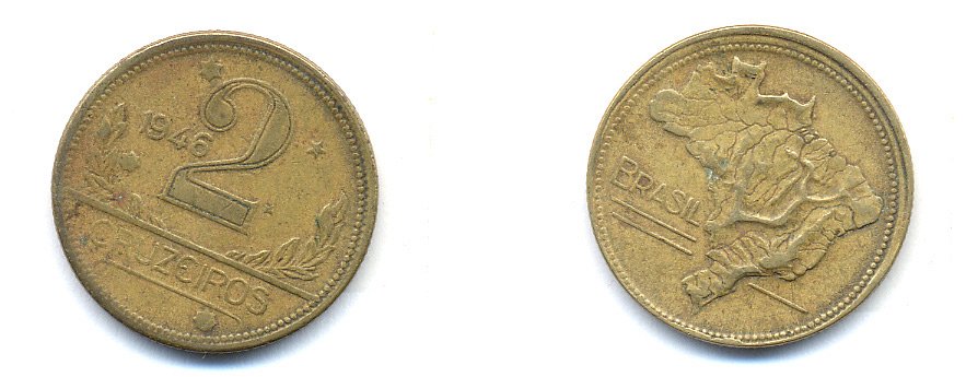БРАЗИЛИЯ 2 КРУЗЕЙРО 1946 KM 559 алюминевая бронза 76-954