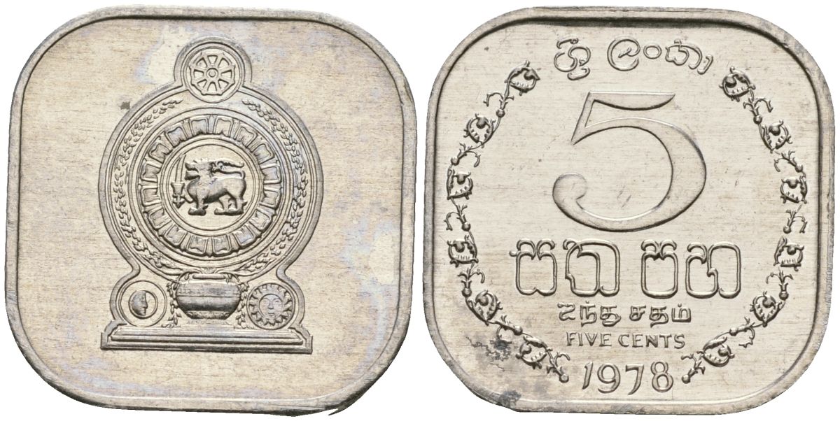 Шри-Ланка 5 центов 1978 KM 139a алюминий 4136-636