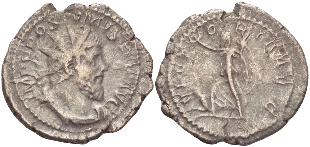 Римская Империя (императоры в Галлии) антониниан 260 - 269 Постум. IMP C POSTVMVS P F AVG / VICTORIA AVG, Виктория с венком и пальмовой ветвью, у ног пленник, Колония Агриппины, Very fine RIC 89 биллон 1073-13-84