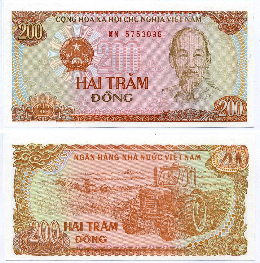 ВЬЕТНАМ 200 ДОНГОВ 1987 ХО ШИ МИН, СЕРИЯ MN Pick 100а бумага UNC (ПРЕСС) 2119-46-1-2