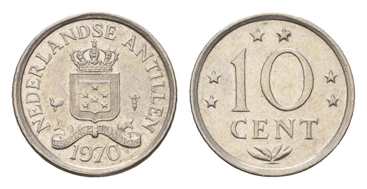 Нидерландские Антильские острова (Нидерландские Антилы) 10 центов 1970 Юлиана (1948-1980) KM 10 никель 4669-1262