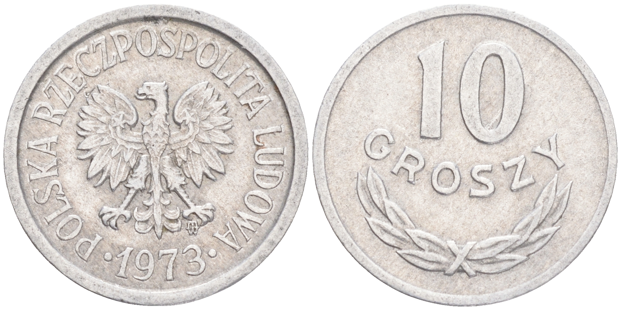 ПОЛЬША 10 ГРОШЕЙ 1973 MW KM АА47 алюминий 4528-218