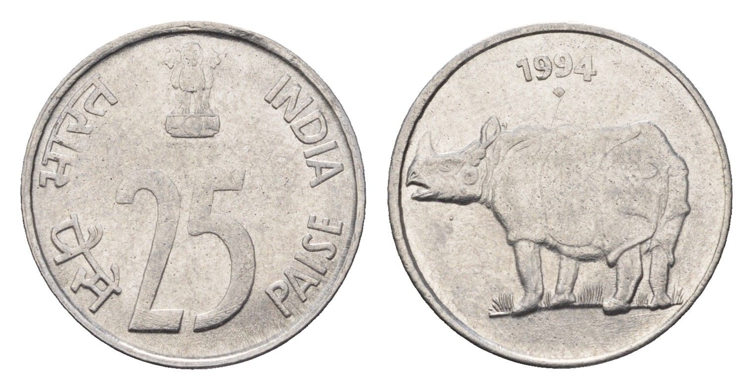 Индия 25 пайс 1994 KM 54 нержавеющая сталь UNC 4697-842