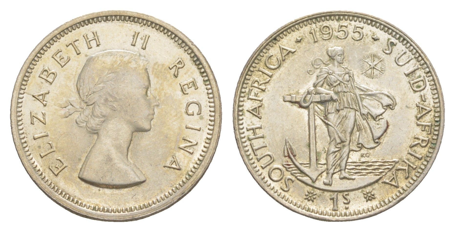 ЮАР 1 шиллинг 1955 KM 49 серебро UNC 603-1432