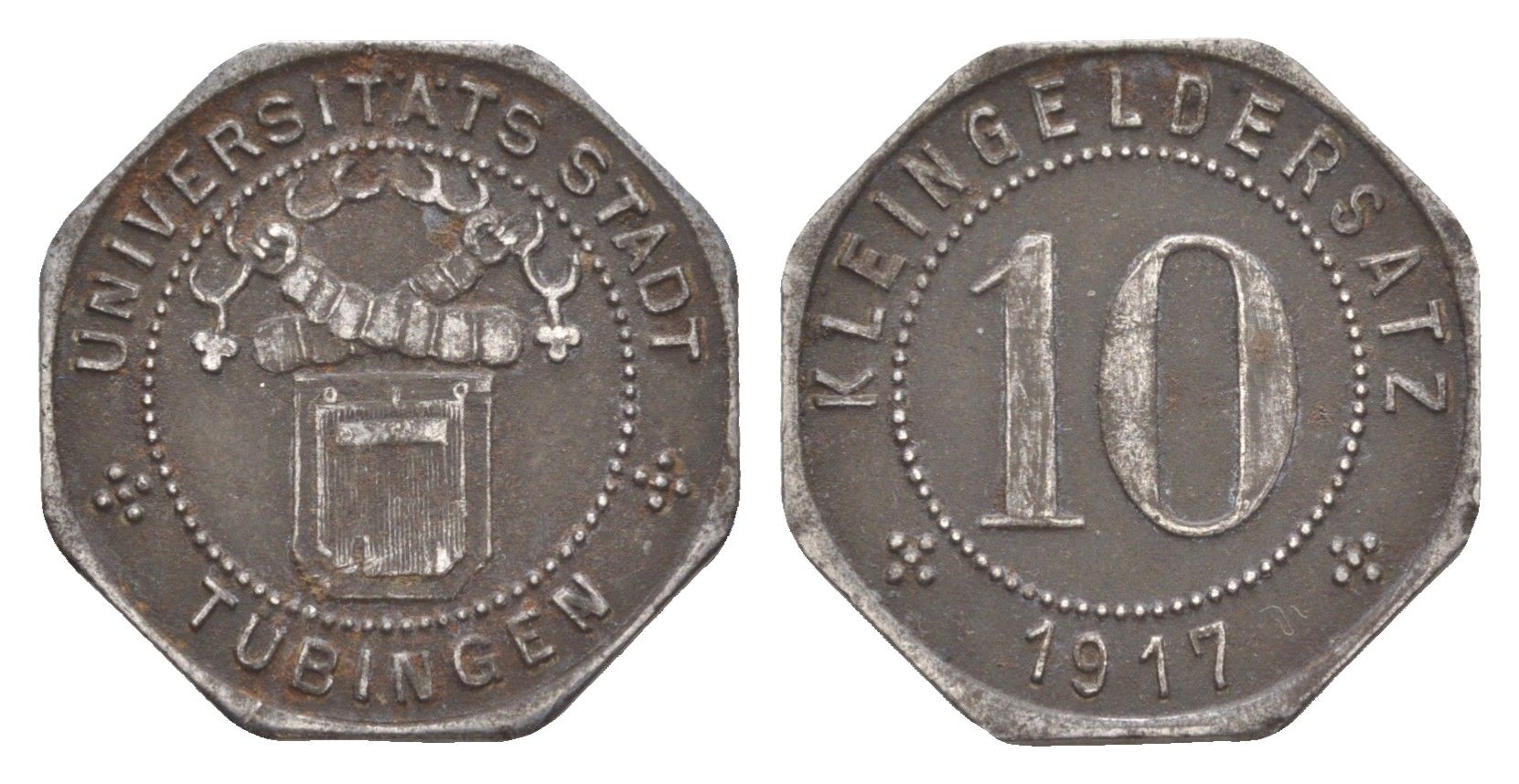 Тюбинген 10 пфеннигов 1917 Funck 551.7, Men18 31711.5 железо 4636-1166