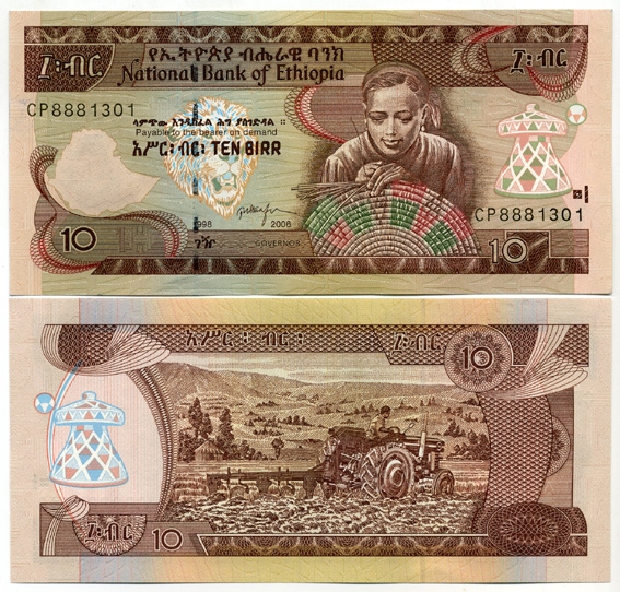 Эфиопия 10 быров 1998/2006 Pick 48d бумага UNC (пресс) 7200-21-1