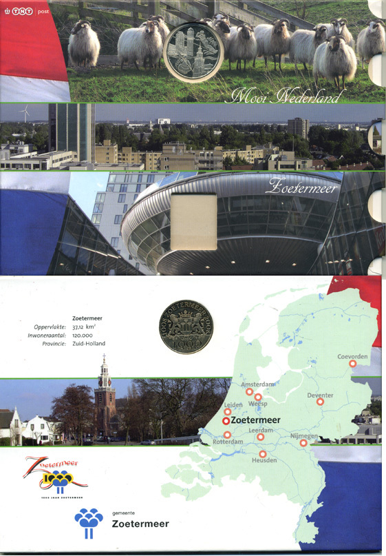 НИДЕРЛАНДЫ ЖЕТОН В БУКЛЕТЕ 2008 СЕРИЯ ГОЛЛАНДСКИЕ ГОРОДА, ПРОВИНЦИЯ ЮЖНАЯ ГОЛЛАНДИЯ, 1000 ЛЕТ ГОРОДУ ЦОЕТЕРМИИРУ UNC 06-081-48