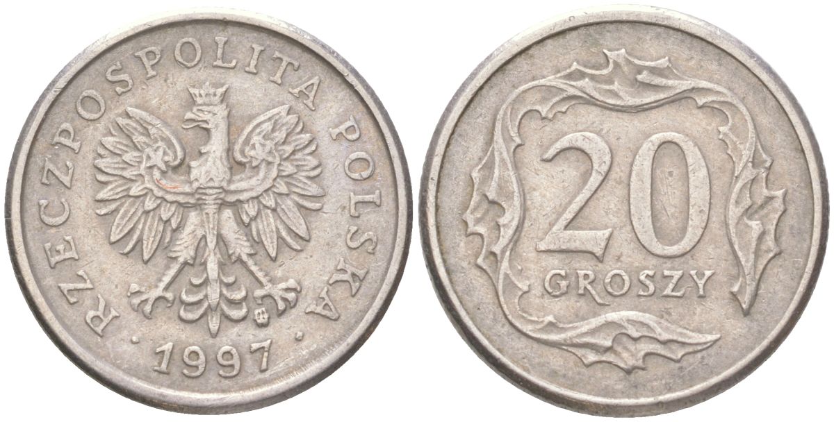 Польша 20 грошей 1997 Y 280 медно-никель 4614-326