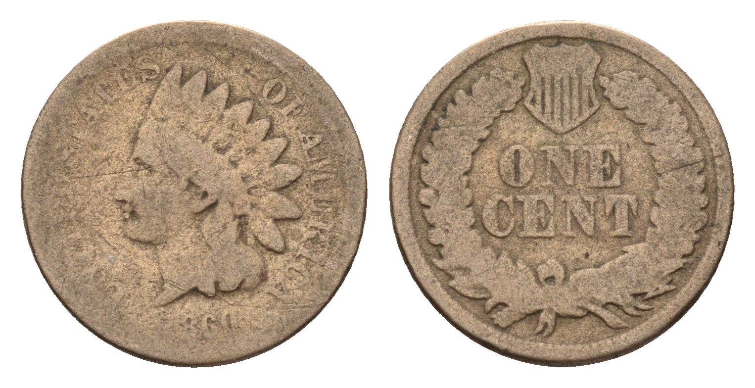 США 1 цент 1860 KM 90 медно-никель 4580-564