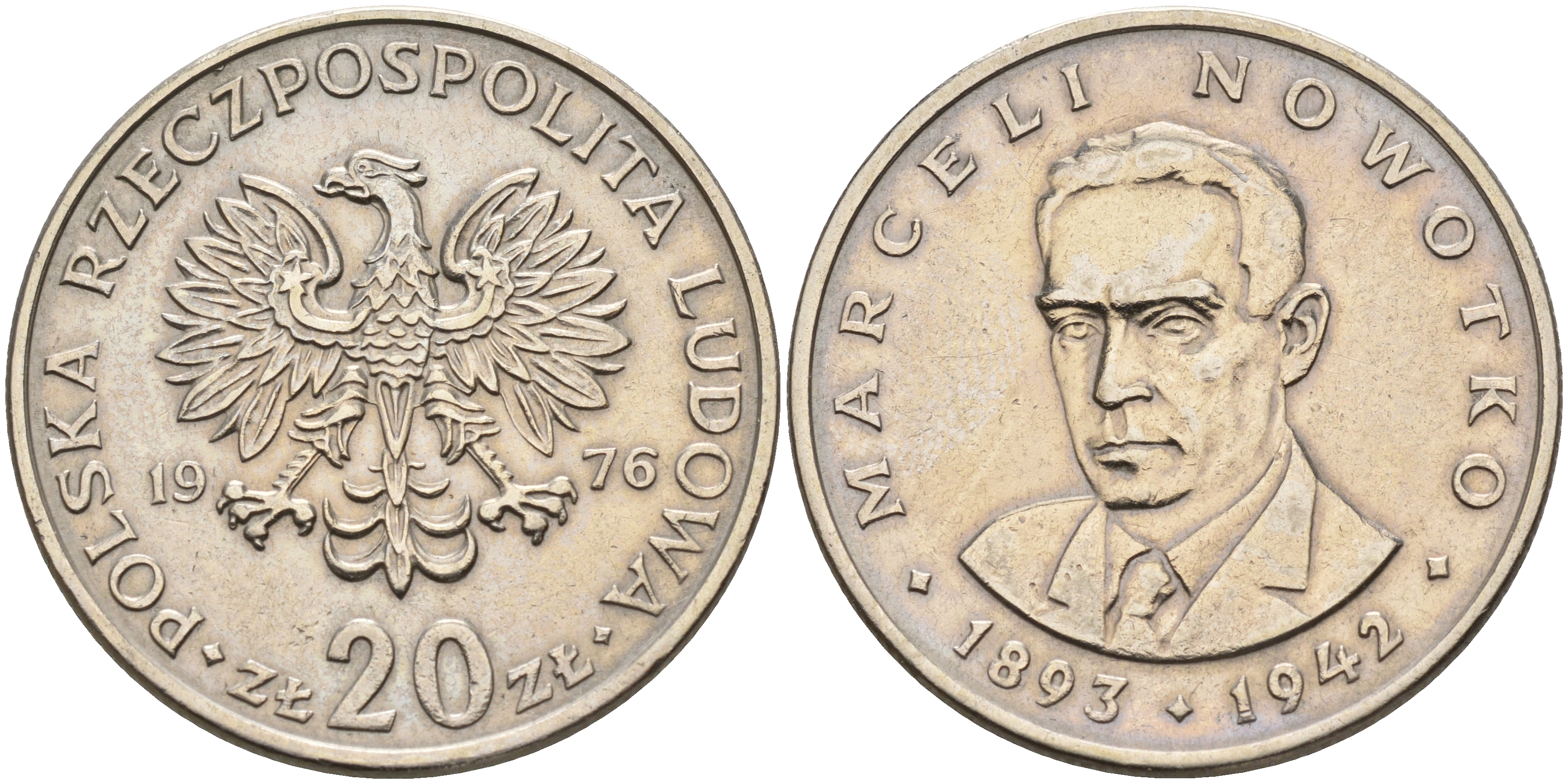 Польша 20 злотых 1976 MW, Марцелий Новотко KM 69, Parchimowicz 246c медно-никель    4157-315