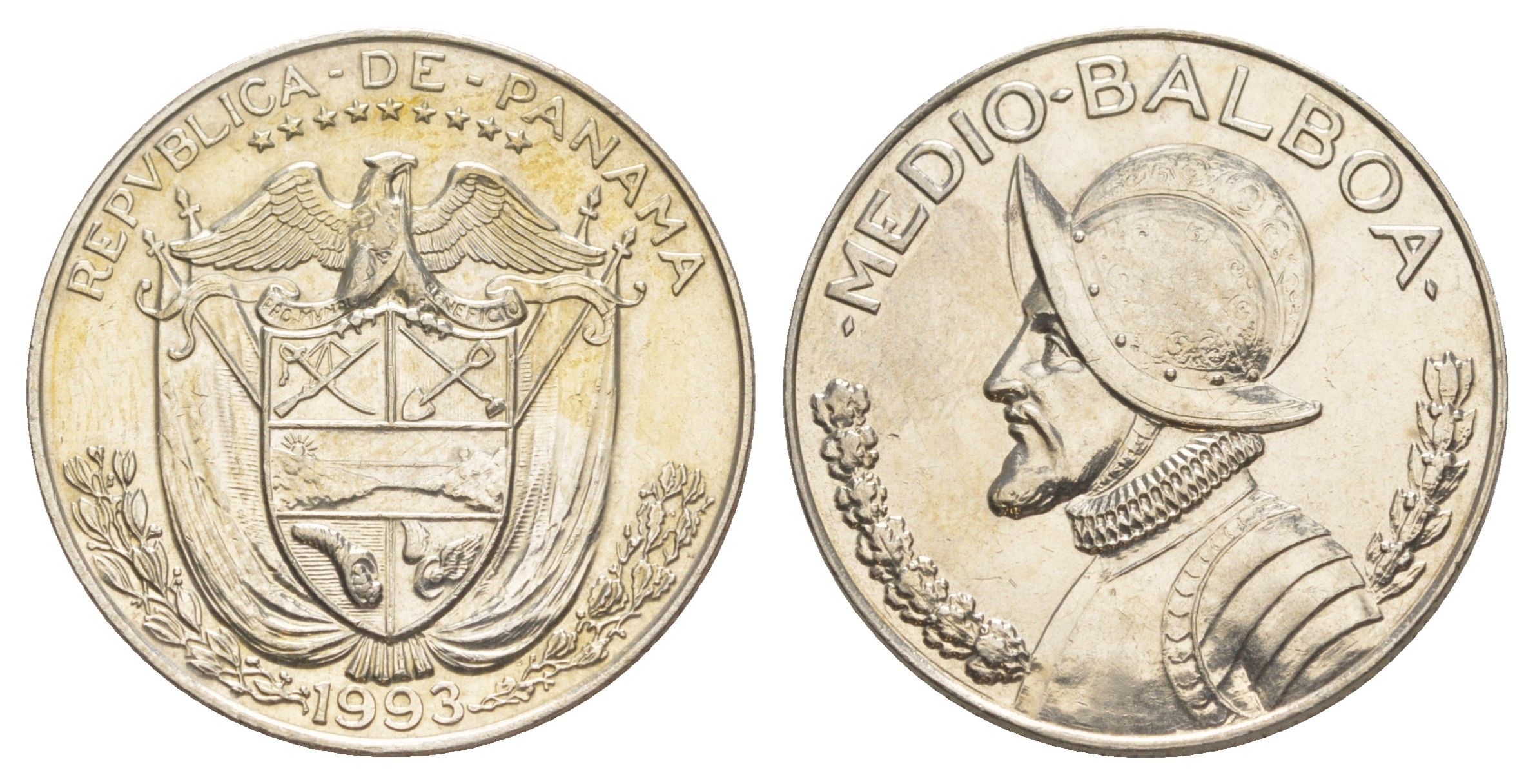 Панама 1/2 бальбоа (50 сентесимо) 1993 редкий год KM 12b медь плакированная медно-никелем 4645-125