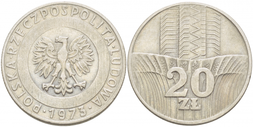 Польша 20 злотых 1973 монетный двор Кремница KM 67, Parchimowicz 245a медно-никель 4403-914
