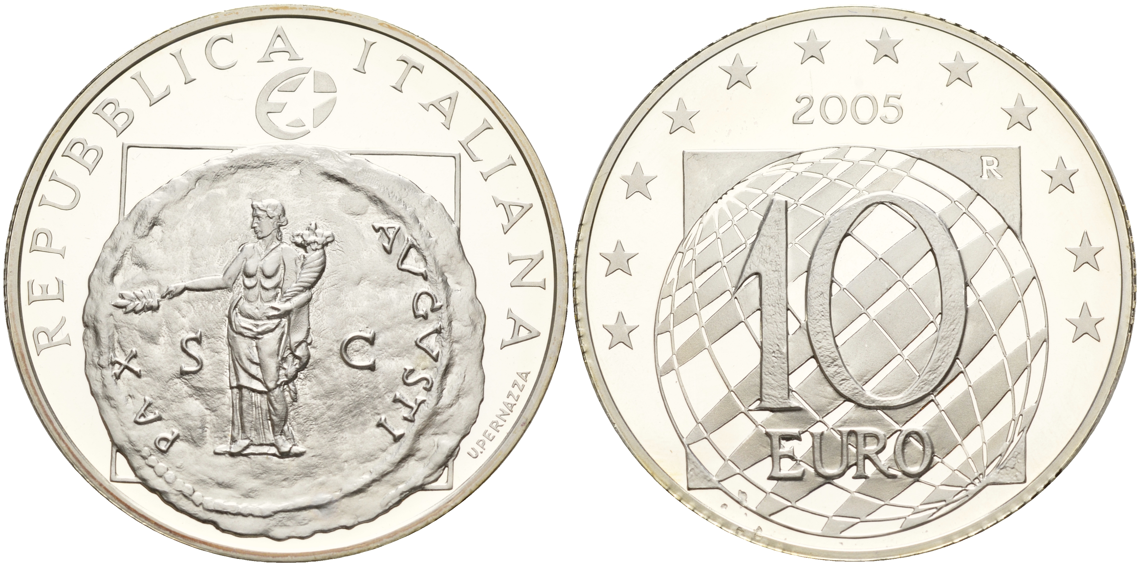 Италия 10 евро 2005 60 лет мира и свободы в Европе, античная монета KM 271 серебро PROOF 11-319-24