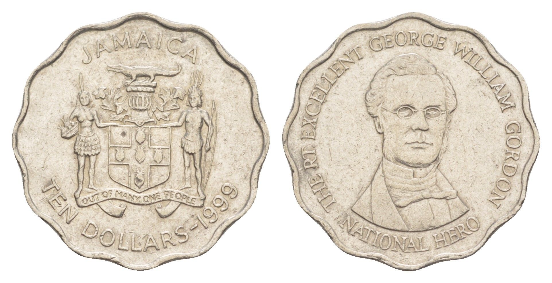 Ямайка 10 долларов 1999 KM 181 сталь плакированная никелем 4642-1026