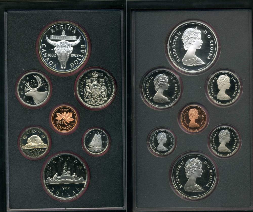 Канада набор из 7 монет 1982 100 лет городу Реджайна (1882-1982), королевский музей, оригинальная коробка и сертификат KM PS2 PROOF 7-5-2-22