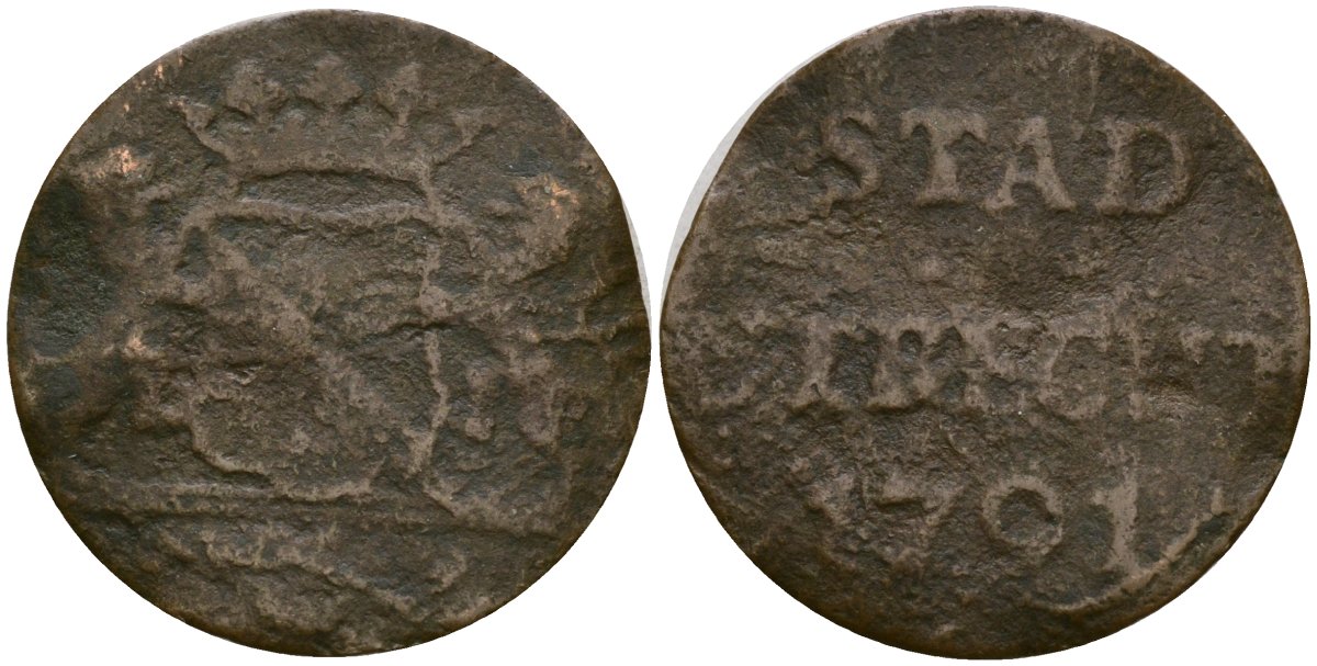 Нидерланды, Утрехт 1 дуит 1791 KM 91 медь 4132-221