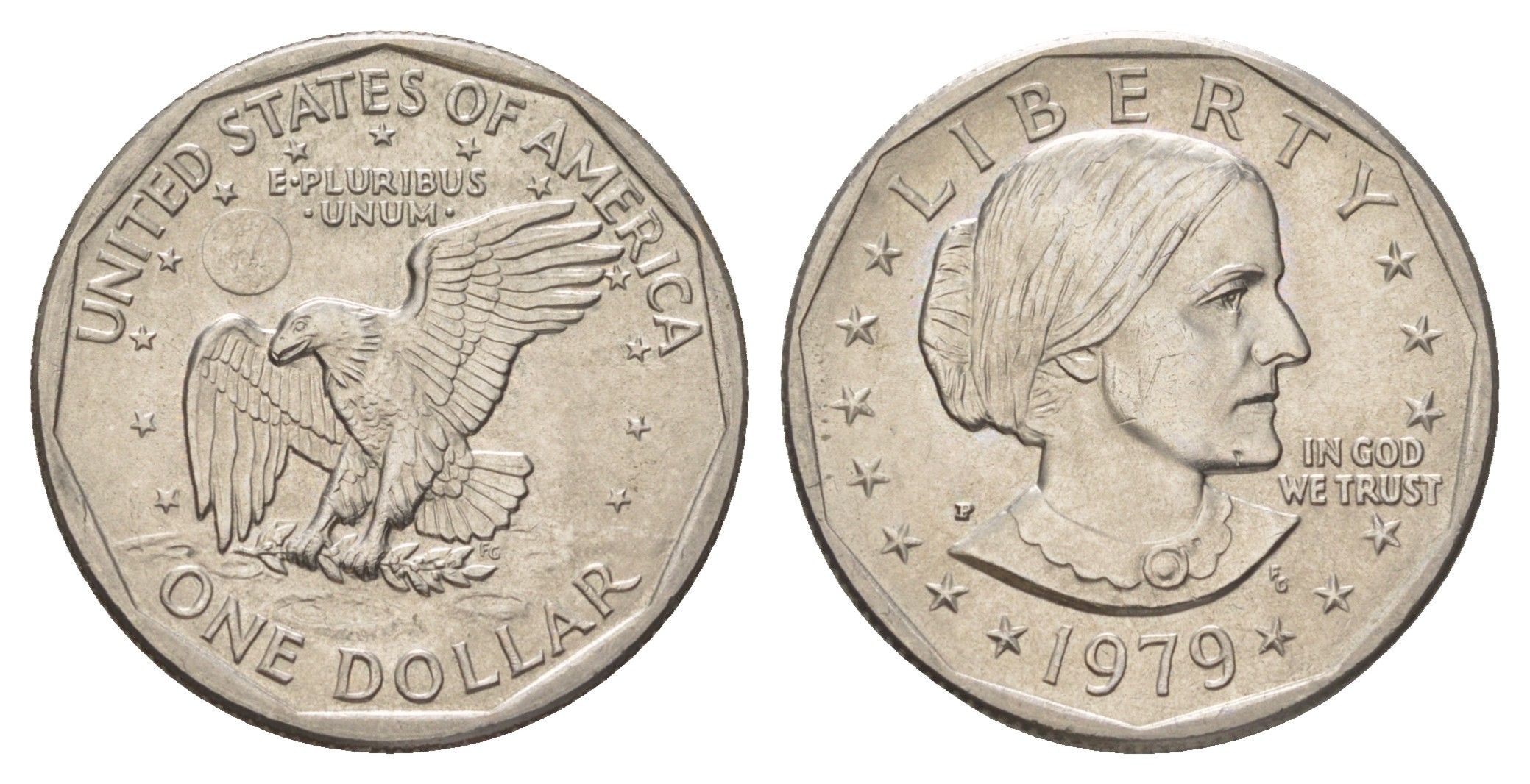 США 1 доллар 1979 P, Доллар Сьюзен Энтони KM 207 медь плакированный медно-никелем aUNC 4629-232