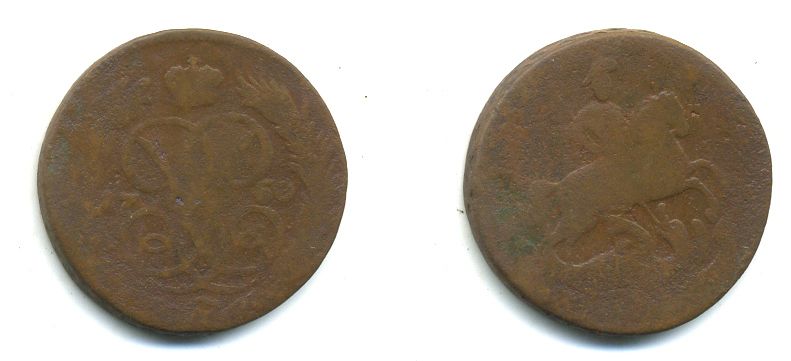 РОССИЯ 1 КОПЕЙКА 1759 медь 61-513