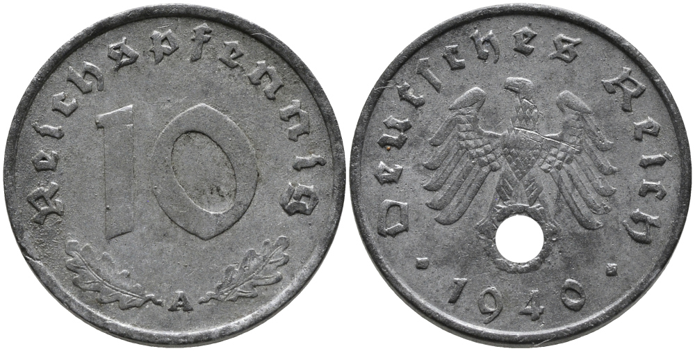 Германия 10 рейхспфеннигов 1940 A KM 101, J. 371 цинк 95-727