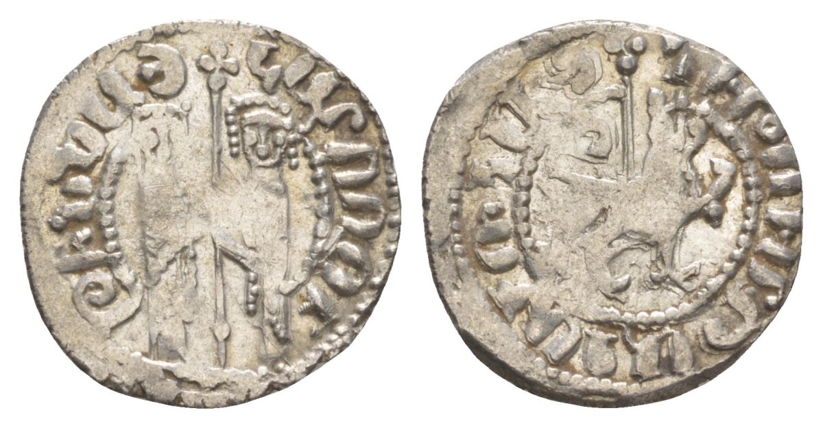 Киликийская Армения трам 1226-1271 Хетум I и царица Забель, держат крест/лев с патриаршим крестом  серебро    1516-332