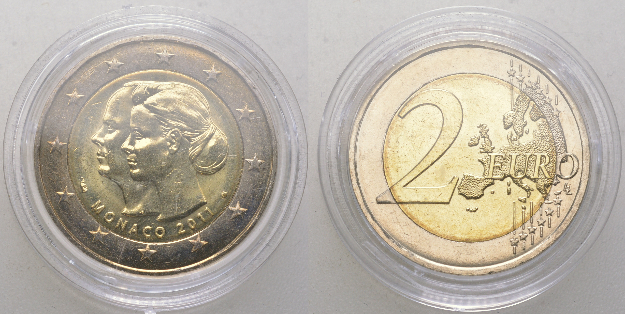 Монако 2 евро 2011 свадьба князя Монако Альберта II и Шарлин Уиттсток KM 196 биметалл  UNC  3-4-11-15