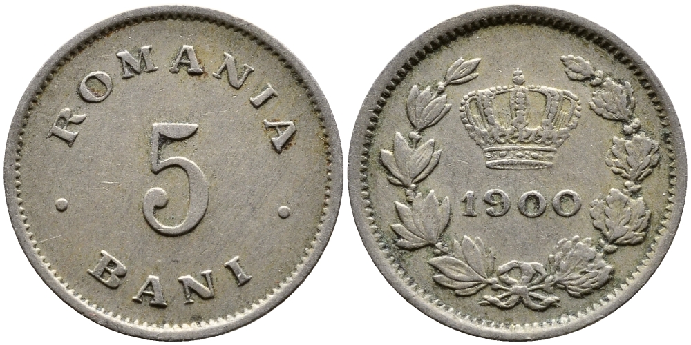 Румыния 5 бани 1900 Кароль I (1881-1914) KM 28 медно-никель 4387-731