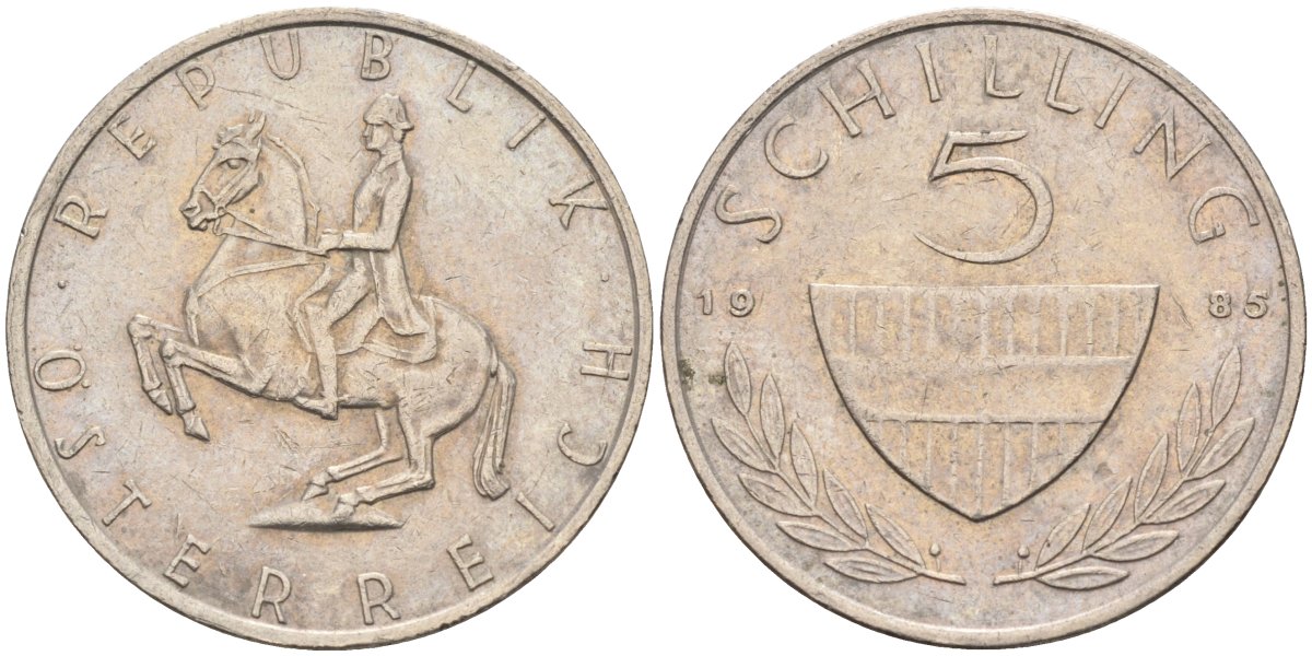 Австрия 5 шиллингов 1985 KM 2889a медно-никель 4116-1011