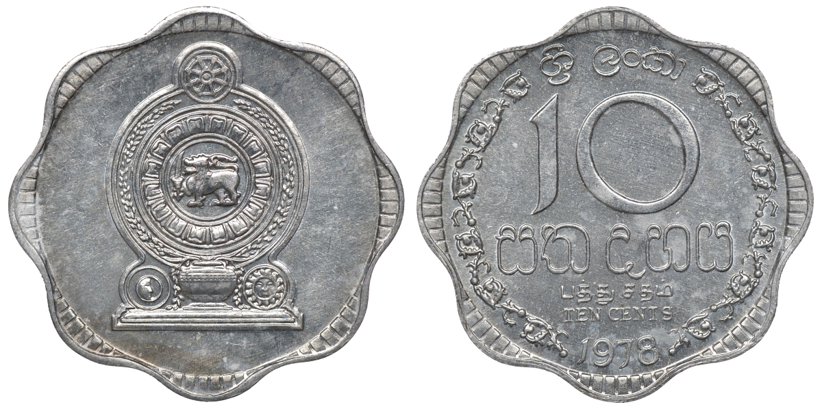 Шри-Ланка 10 центов 1978 KM 140 a алюминий 4118-421