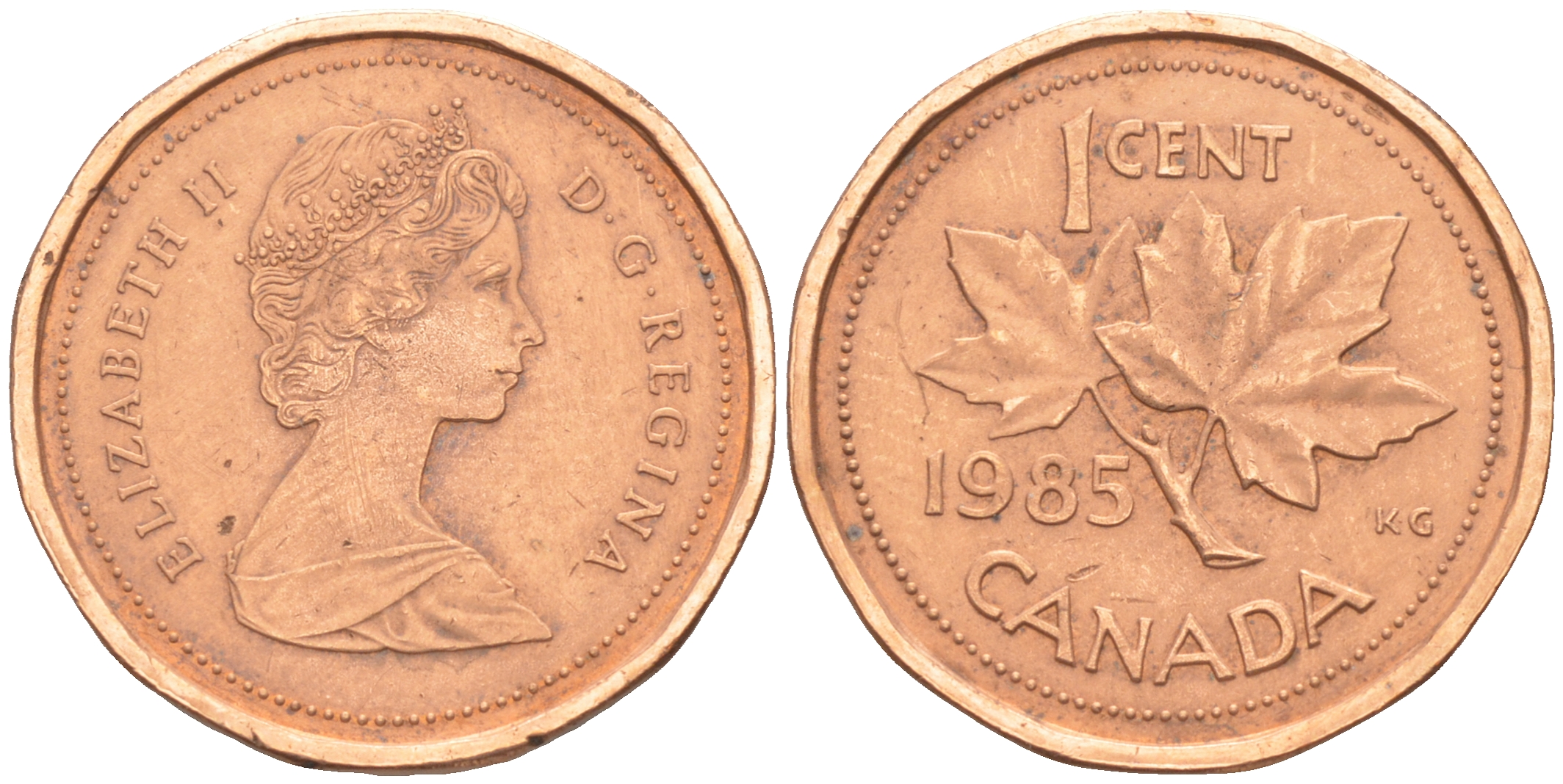 Канада 1 цент 1985 Елизавета II (1952-2022), кленовый лист KM 132 бронза 188-764