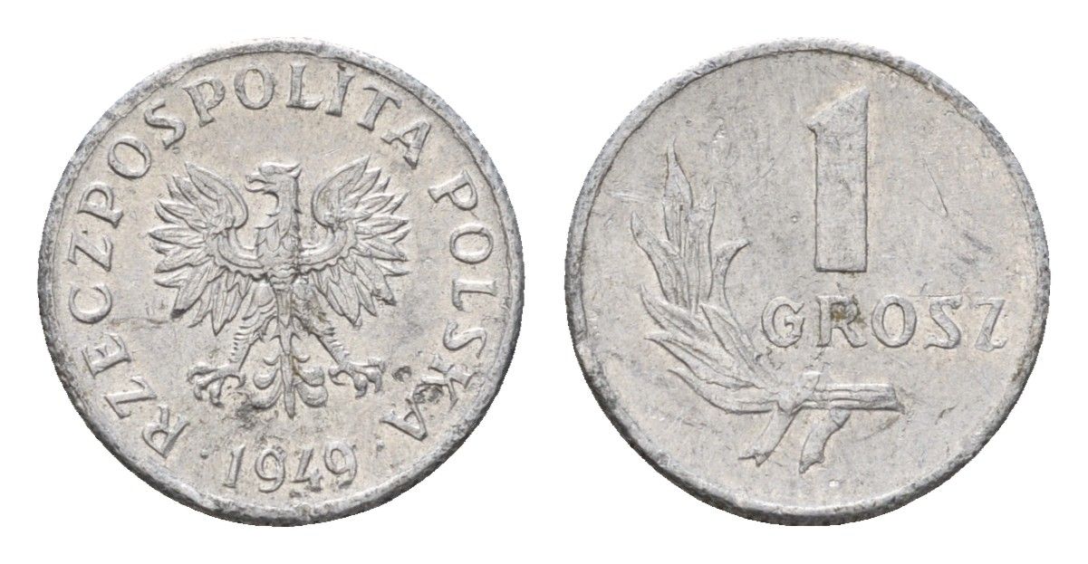 Польша 1 грош 1949 Y 39 алюминий 4702-447