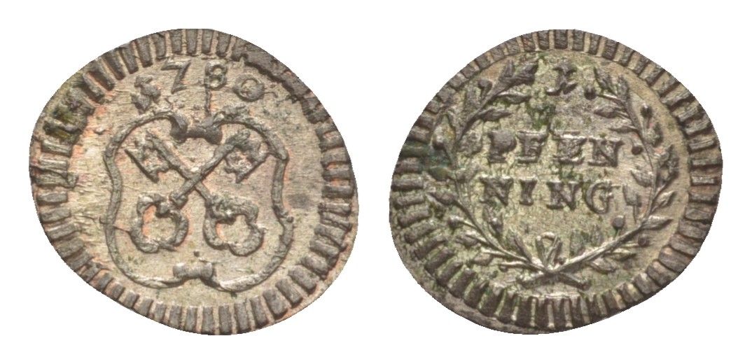 Регенсбург 1 пфенниг 1780 KM 435 серебро UNC 1529-725