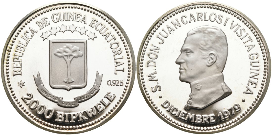 Экваториальная Гвинея 2000 бипквеле 1979 (80) королевский визит Хуана Карлоса I серебро PROOF 01-077-35