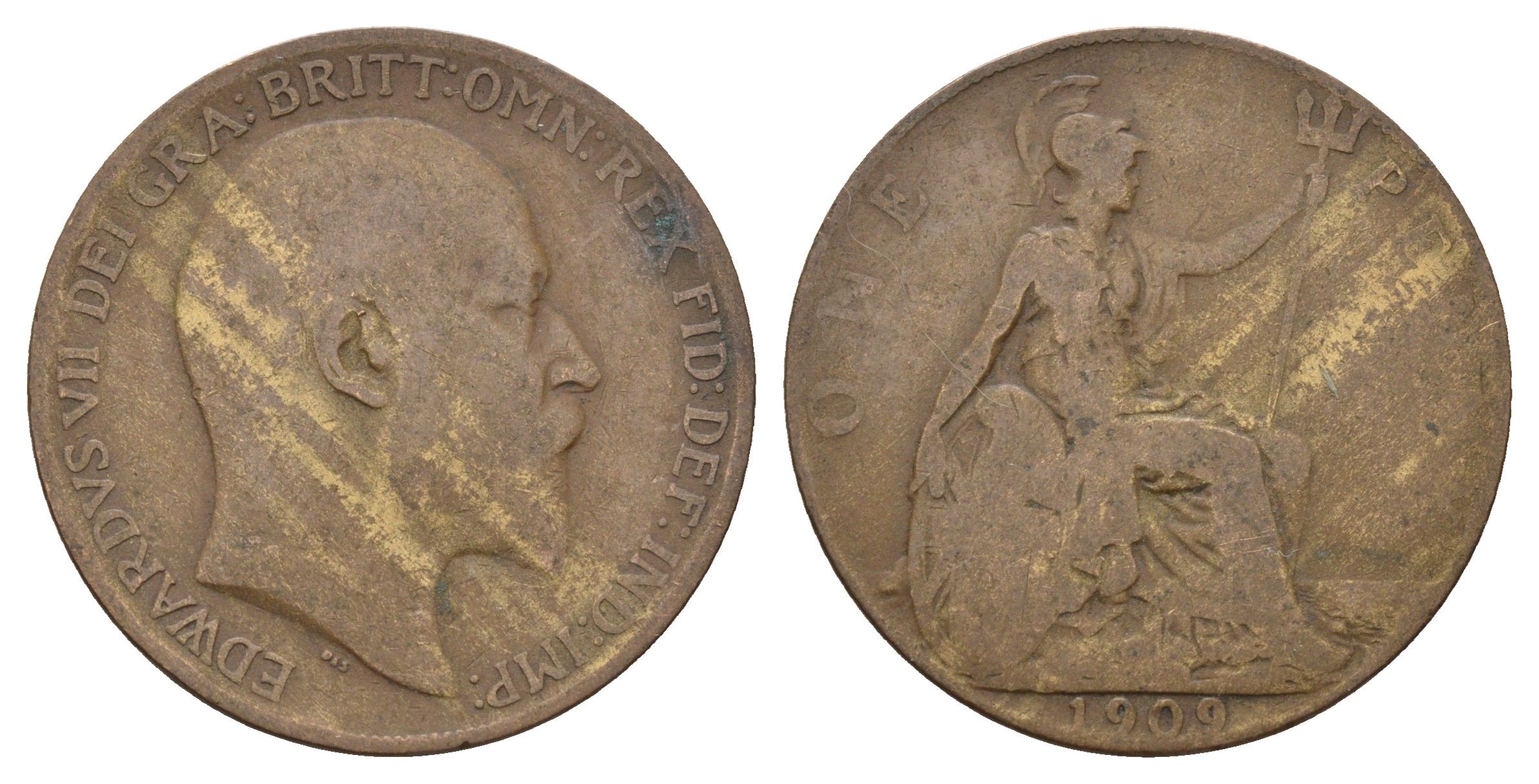 Великобритания 1 пенни 1909 Эдуард VII (1901-1910) KM 794.2, Spink 3990 бронза 79-444