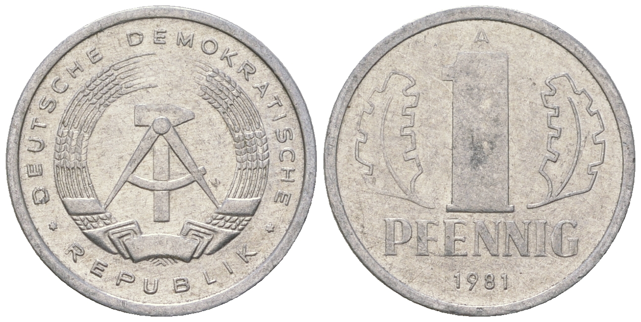ГДР 1 пфенниг 1981 A KM 8.1 алюминий 4651-1262