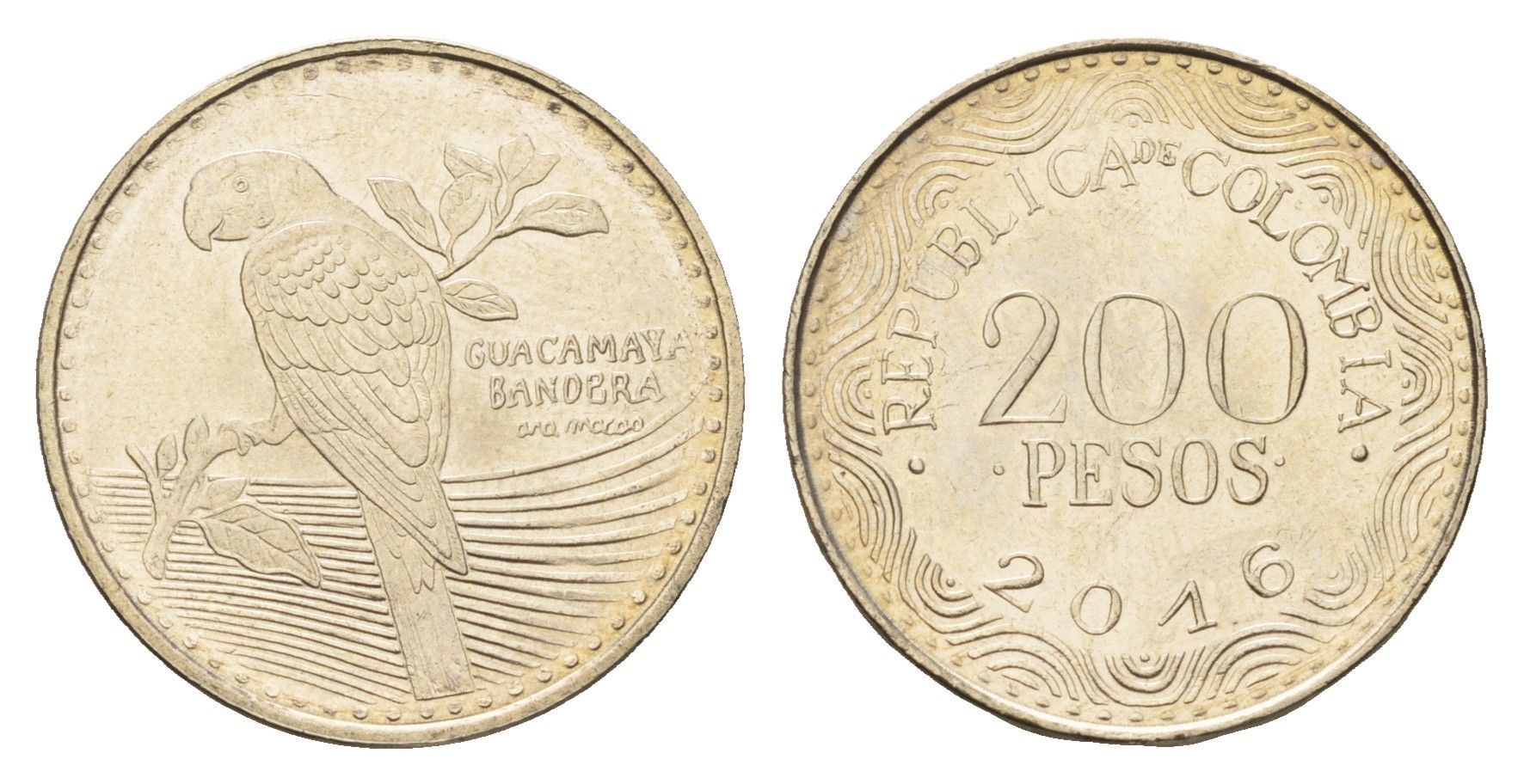Колумбия 200 песо 2016 KM 297 медь цинк никель UNC 4686-452