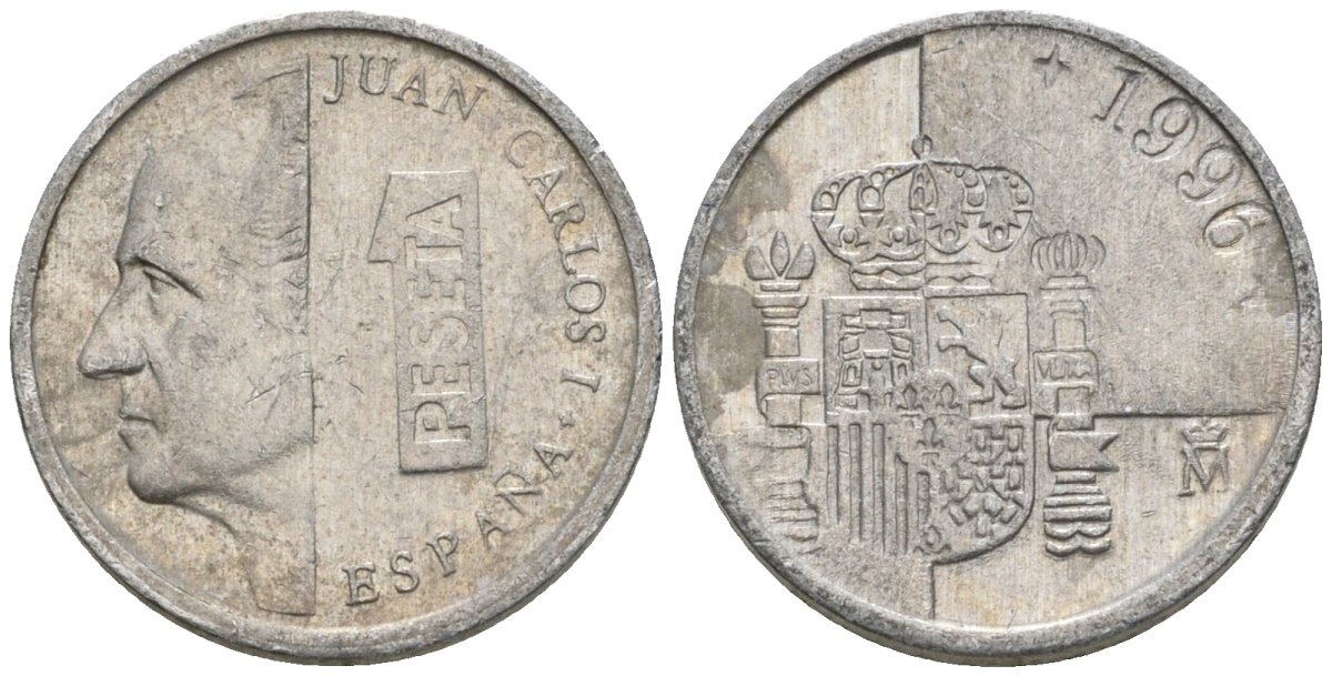 Испания 1 песета 1996 M, Хуан Карлос I (1975-2014) KM 832 алюминий 4602-1164