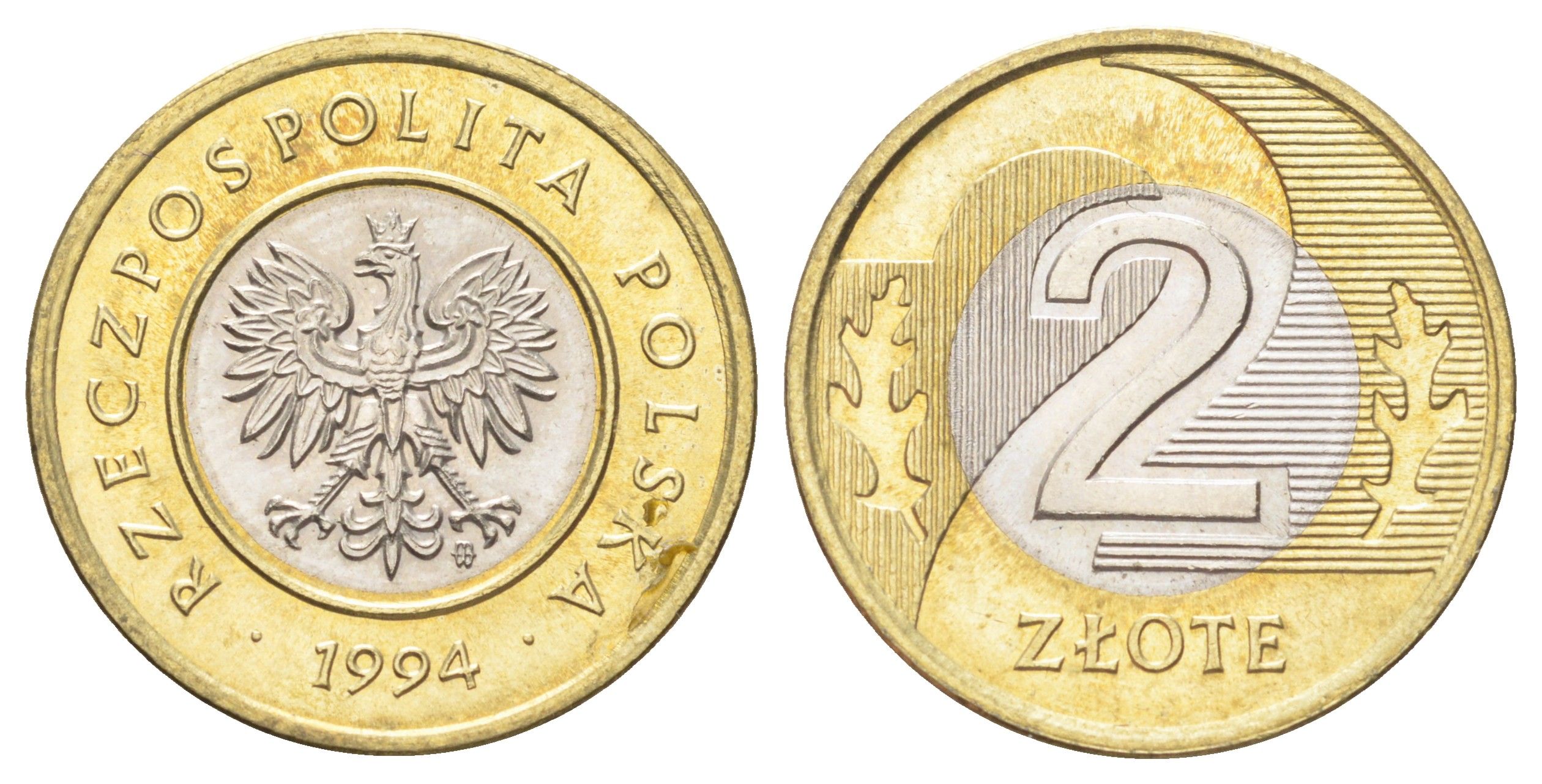 Польша 2 злотых 1994 MW KM 283 биметалл UNC 4701-121