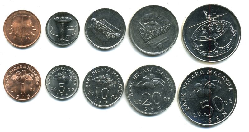 Малайзия лот из 5 монет 2005-2006 (1, 5, 10, 20, 50 сен) UNC M77-19