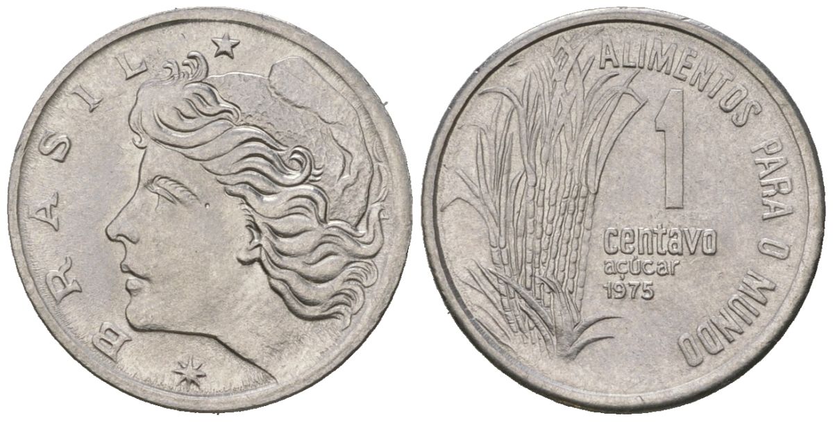 Бразилия 1 сентаво 1975 ФАО - Сахарный тростник KM 585 нержавеющая сталь UNC 4618-744