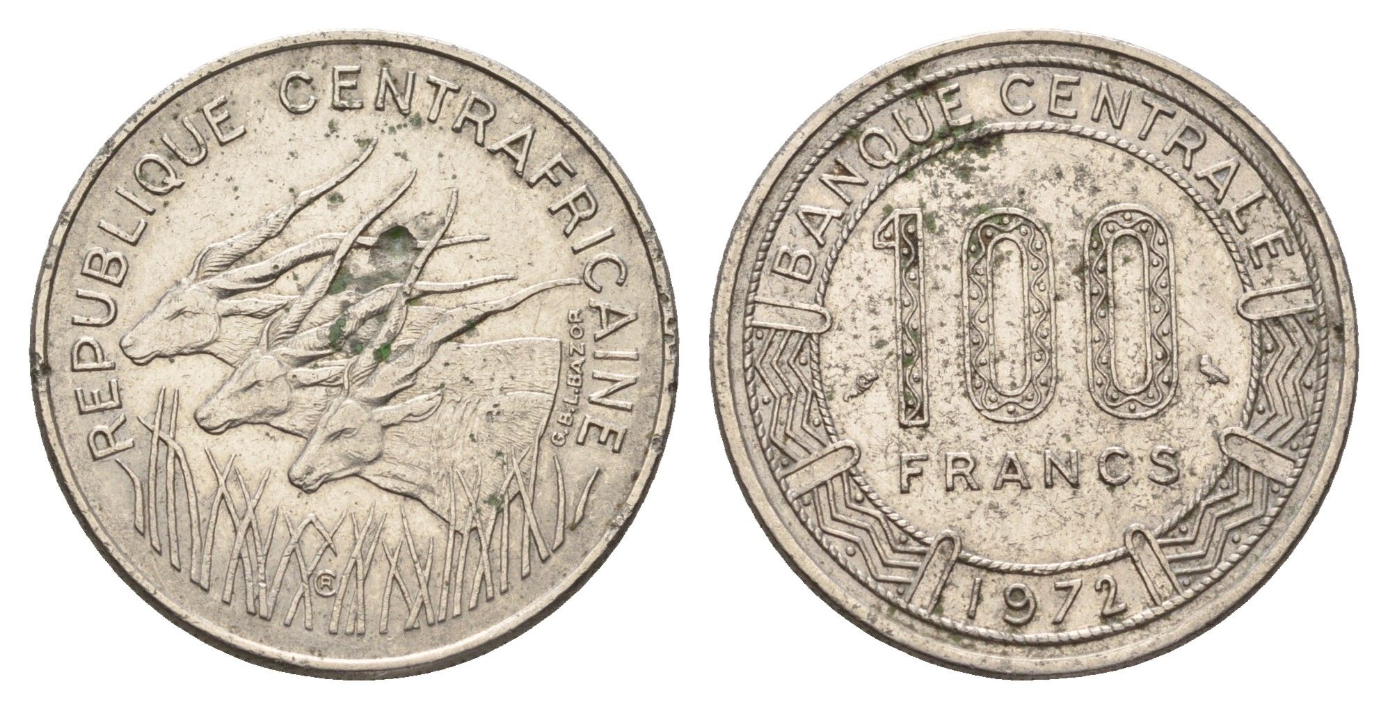 ЦАР 100 франков 1972 Центральная Африка KM 6 никель 4678-1126