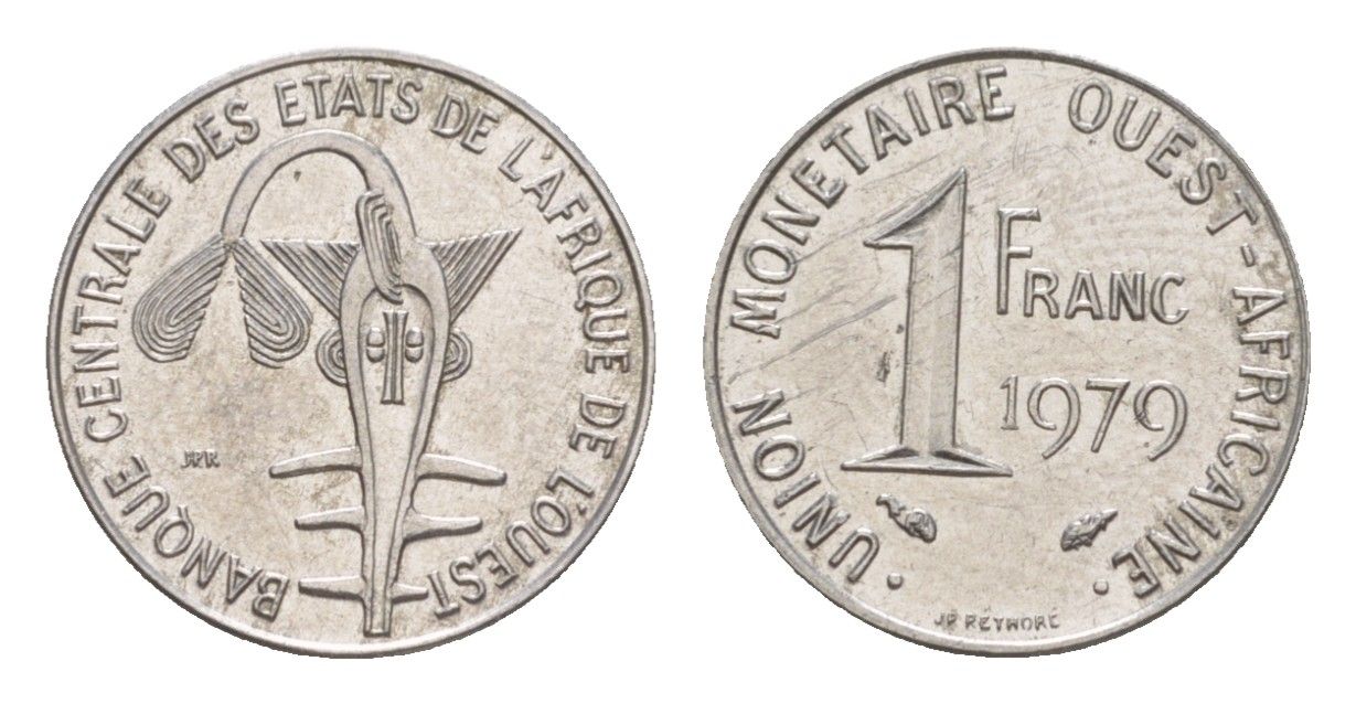 Западная Африка (BCEAO) 1 франк 1979 KM 8 нержавеющая сталь UNC 4644-321