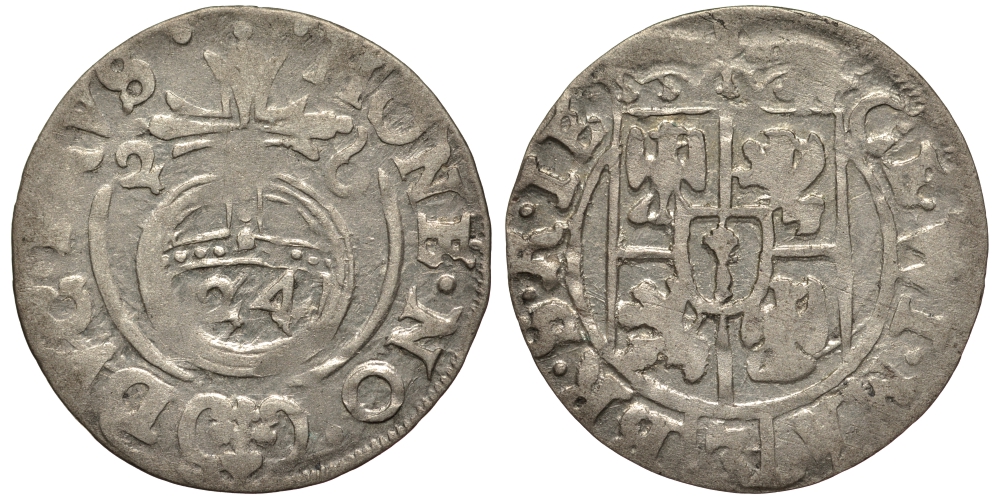 Бранденбург-Пруссия 1/24 талера 1626 Георг Вильгельм (1619-1640), вес 1,14 гр. KM 116.1 серебро 1516-223