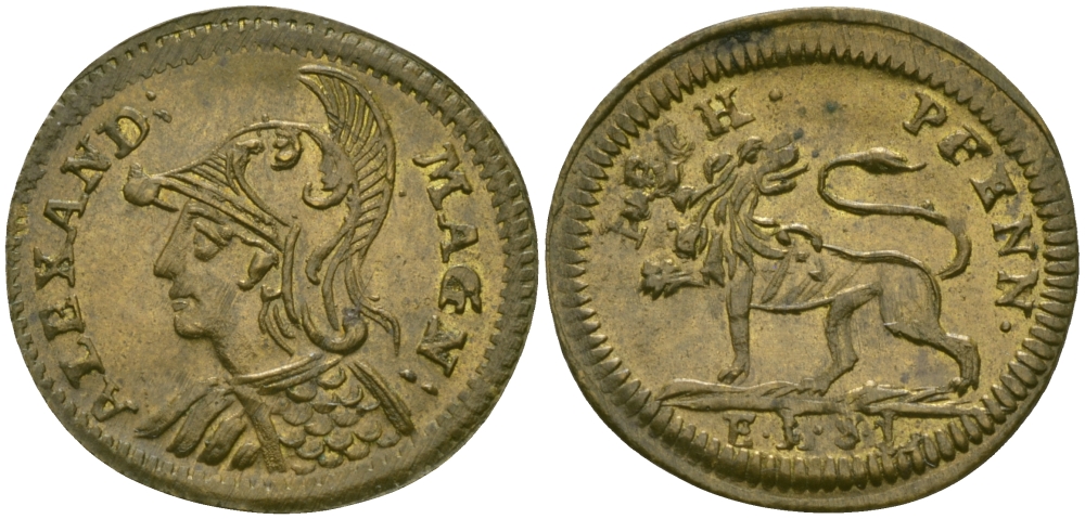 ГЕРМАНИЯ ТОКЕН, ЖЕТОН ND ALEXAND MAGN, АЛЕКЕСАНДР ВЕЛИКИЙ (МАКЕДОНСКИЙ) желтый металл 99-1022